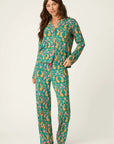 Green and Pink Cheetah Long PJ Set