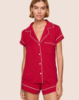 Gisele Shortie PJ Set in Holly Red/Ivory