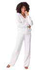 Cable Crew Long Sleeve and Pants Lounge Set In Ivory