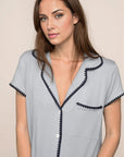 Frida Shortie PJ Set in Gray Dawn/Navy