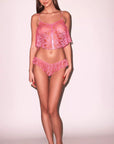 Venus Lace Flutter Cami & Panty Set in Pink Cadillac