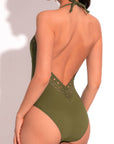 Ajourage Couture Plunging Back One-Piece in Avocado