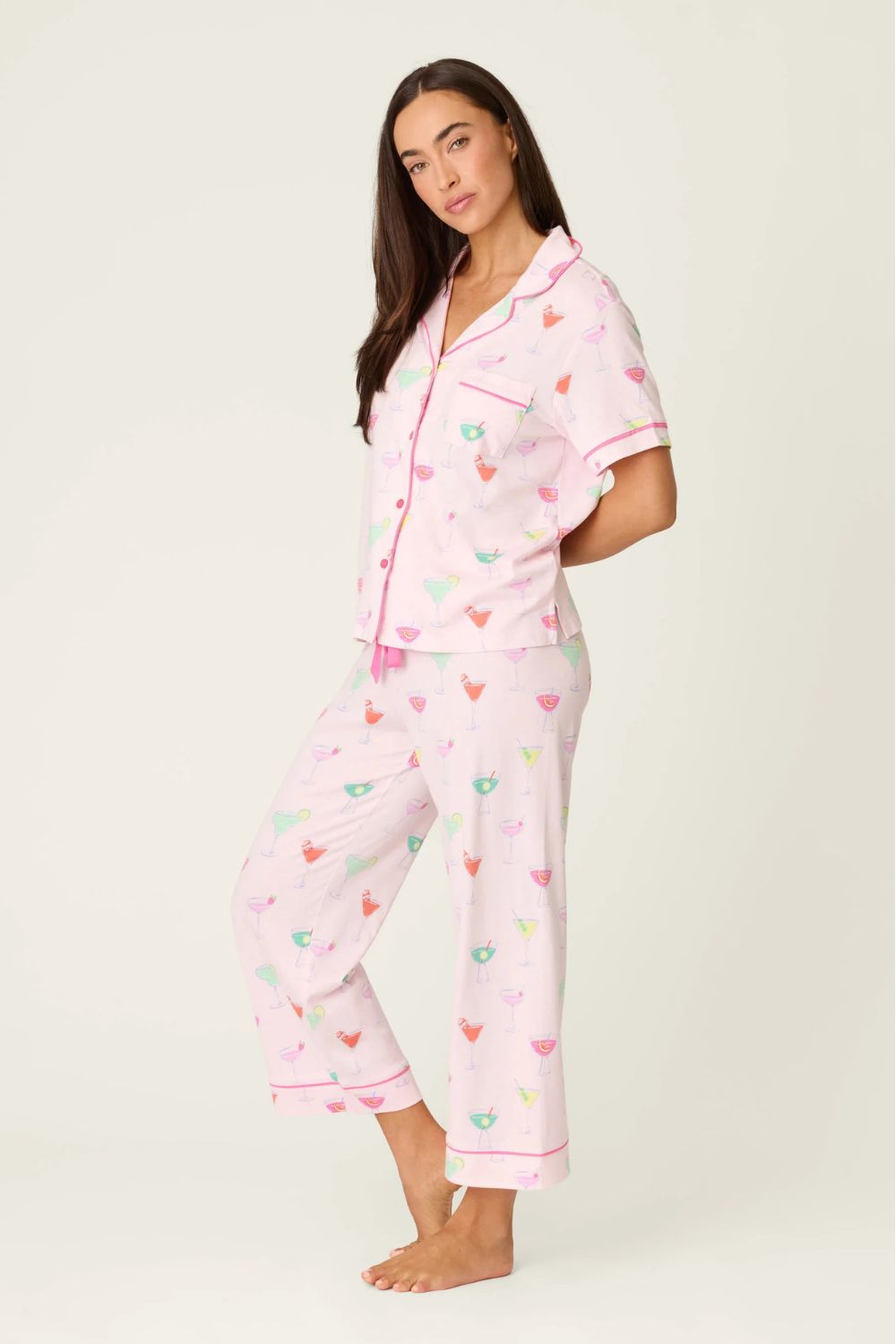 Pink Cocktails Short Sleeve and Pants PJ Set