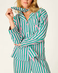 Pink and Green Flannel Stripe Long PJ Set