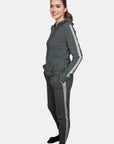 Racer Stripe Hoodie and Ribbed Racer Stripe Sweatpants in Charcoal/Seafoam Stripe