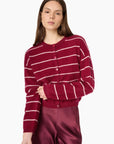 Benning Cashmere Cardigan in Plum Stripe