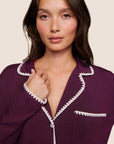 Frida Long PJ Set in Plum/Ivory
