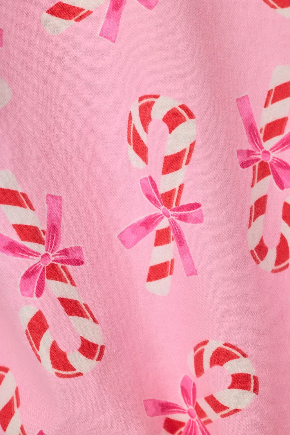 Pink Candy Cane Flannel Long PJ Set