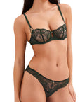 Vibes Underwired Half-Cup Bra in Mysterious Green