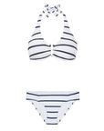 Nautical Stripe U Bar Top with Fold over Bottom Bikini Set