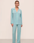 Gisele Long PJ Set in Canal Blue/Ivory