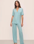 Gisele Short Sleeve and Pant Set in Canal Blue/Ivory