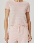 Emerson Short Sleeve Sweater in Rose Petal/Shell