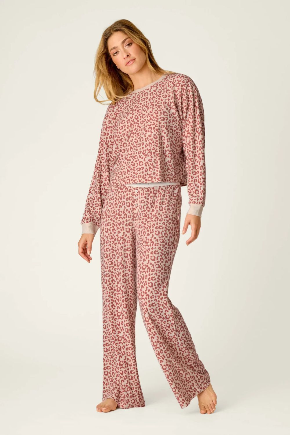 Long Sleeve and Pants Leopard Boyfriend Boxer Set