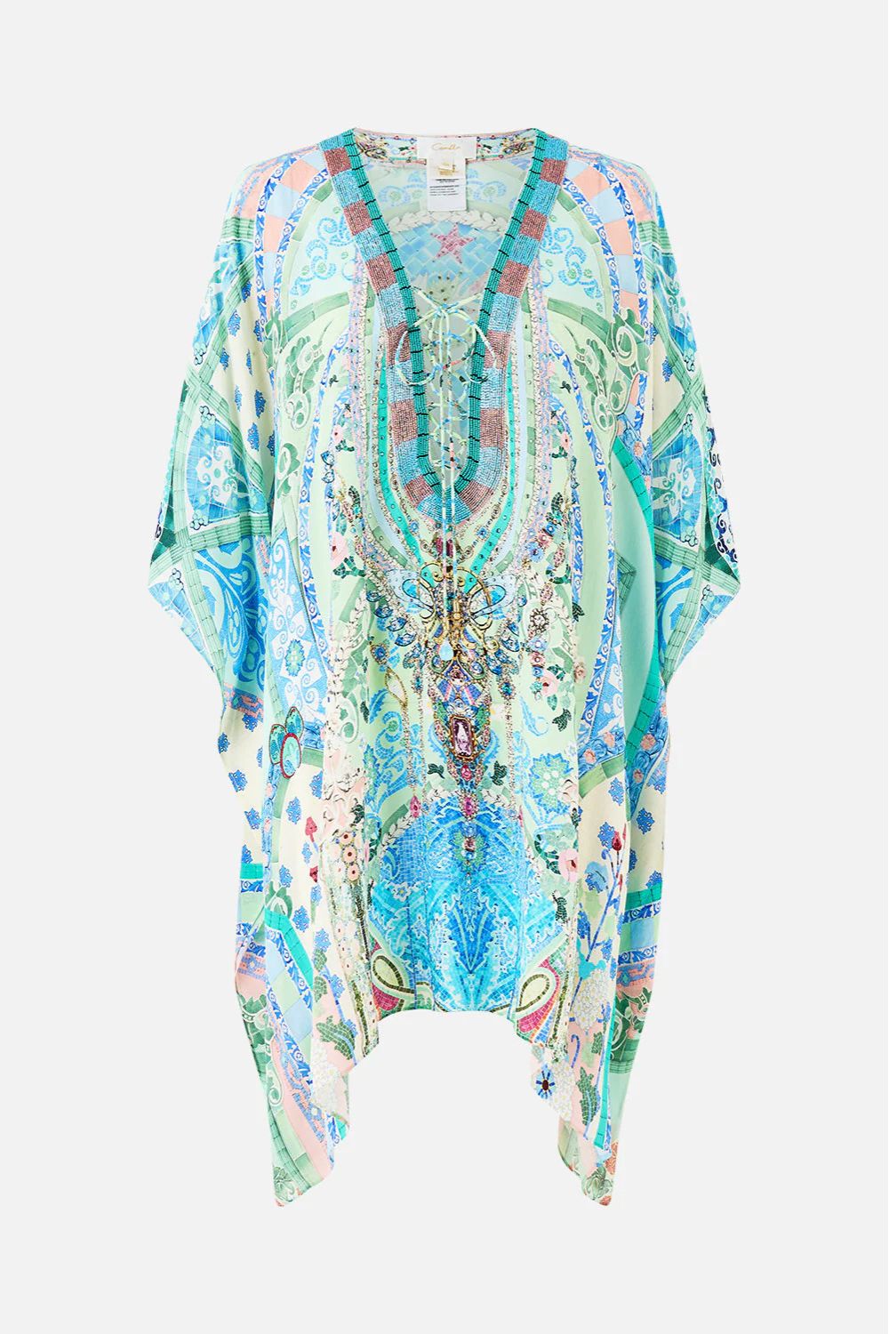 Short Lace Up Kaftan in MidSummer Mosaics