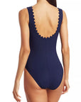 Ines V-Neck One-Piece in Navy