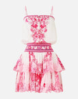 Shirred Waist Mini Dress in Livin La Vida Rosa