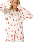 Red Cocktails Long Pajama Set