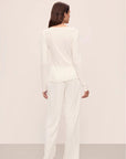 Pointelle V-Neck and Pant Set in Ivory