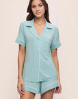 Gisele Relaxed Short PJ Set in Canal Blue/Ivory