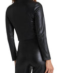 Faux Leather Cropped Biker Jacket