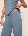 Gisele Cami/Pant PJ Set in Faded Denim/Ivory