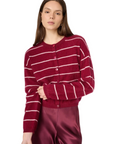 Benning Cashmere Cardigan in Plum Stripe