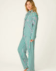 Pink and Green Flannel Stripe Long PJ Set