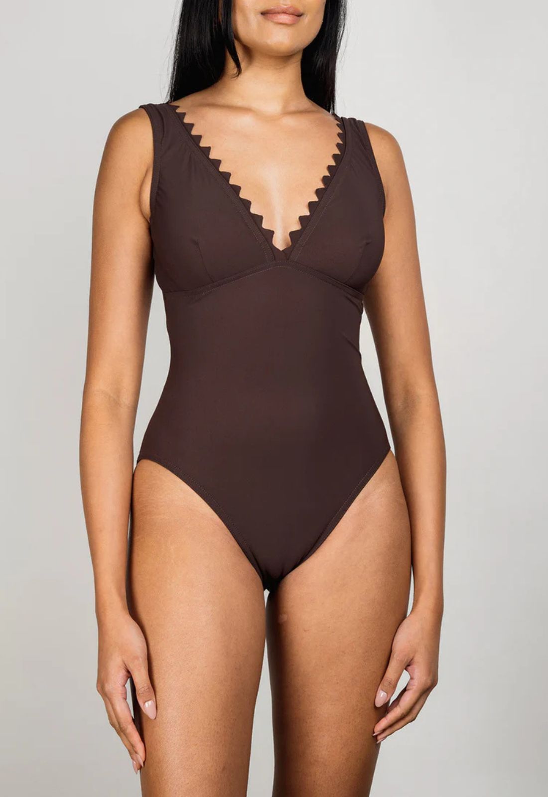 Ines V-Neck One-Piece in Chocolate