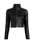 Faux Leather Cropped Biker Jacket