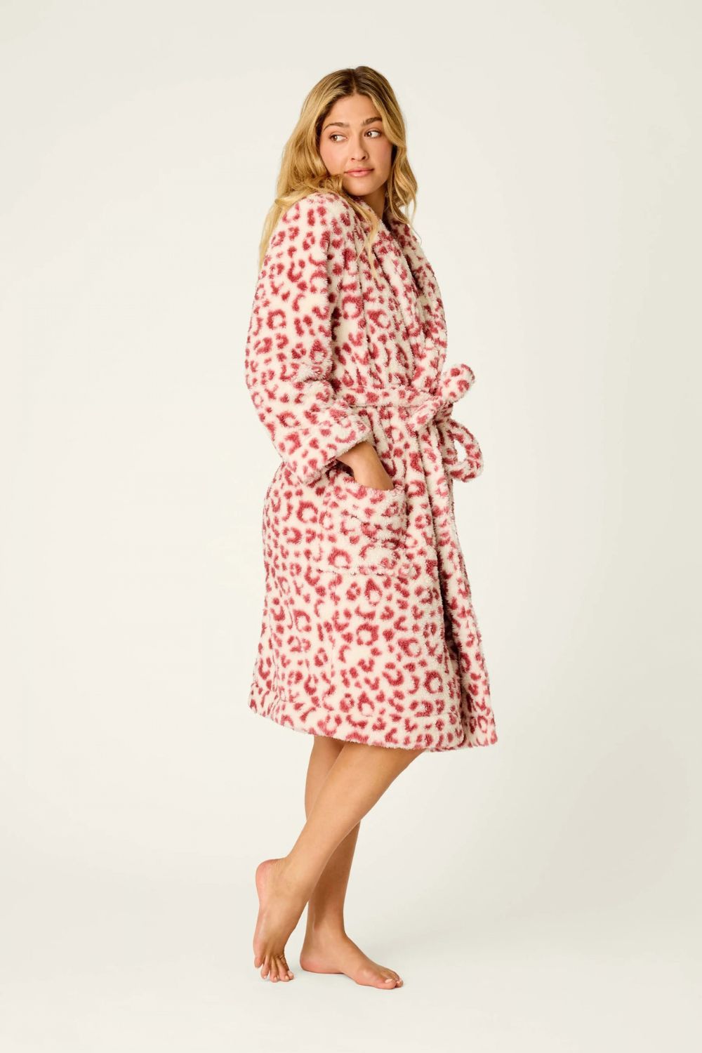 Let's Get Cozy Leopard Robe in Deep Wine