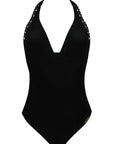 Ajourage Couture Non Wire Swimsuit Plunging Neckline in Black