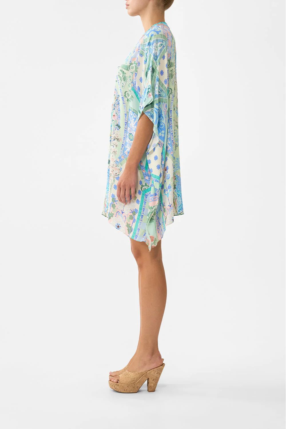 Short Lace Up Kaftan in MidSummer Mosaics
