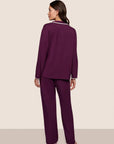 Frida Long PJ Set in Plum/Ivory