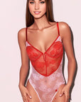 Bouquet Lace Heart Bodysuit in Rouge