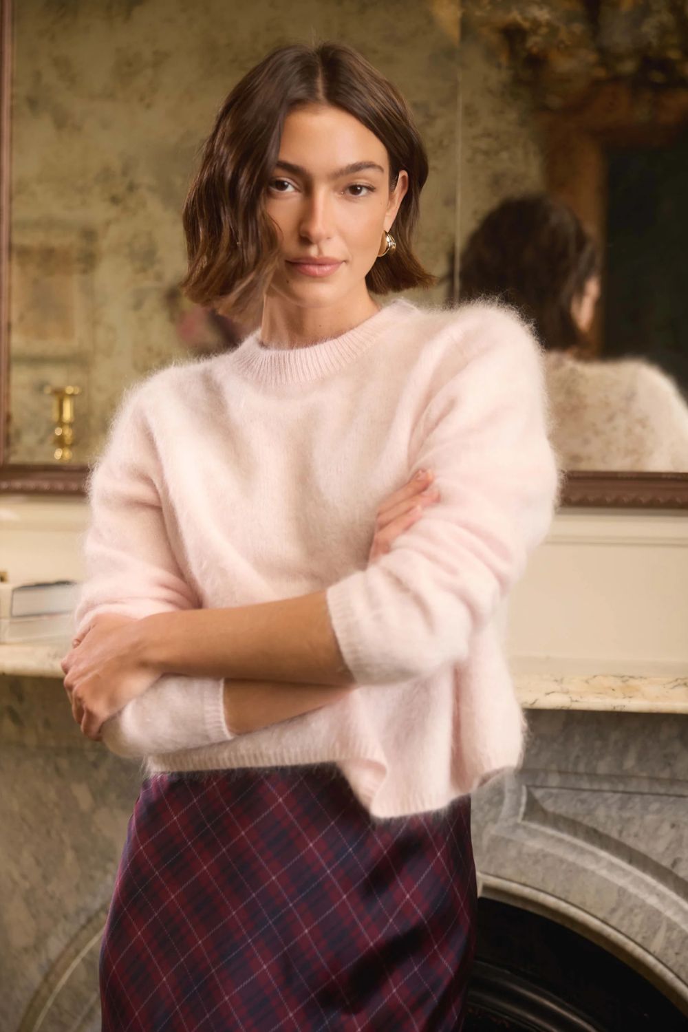 Niall Cashmere Sweater in Light Pink