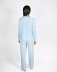 Cannes Pinstripe Long Set in Cool Blue