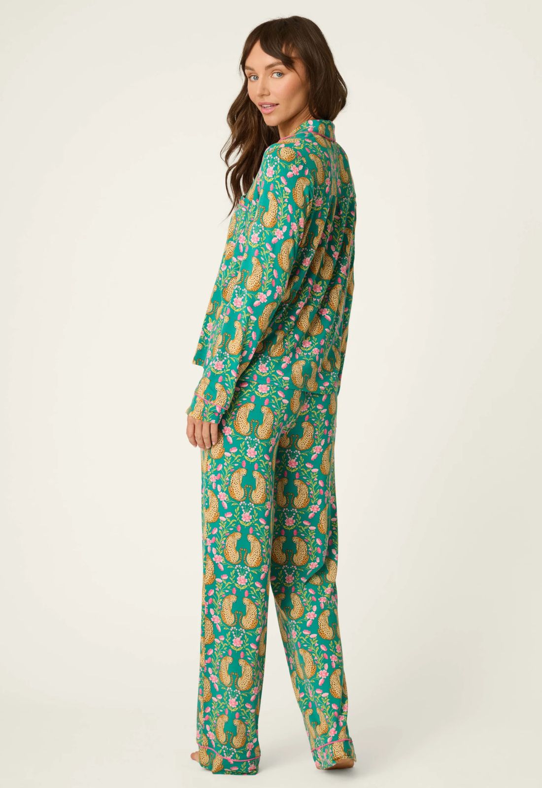 Green and Pink Cheetah Long PJ Set
