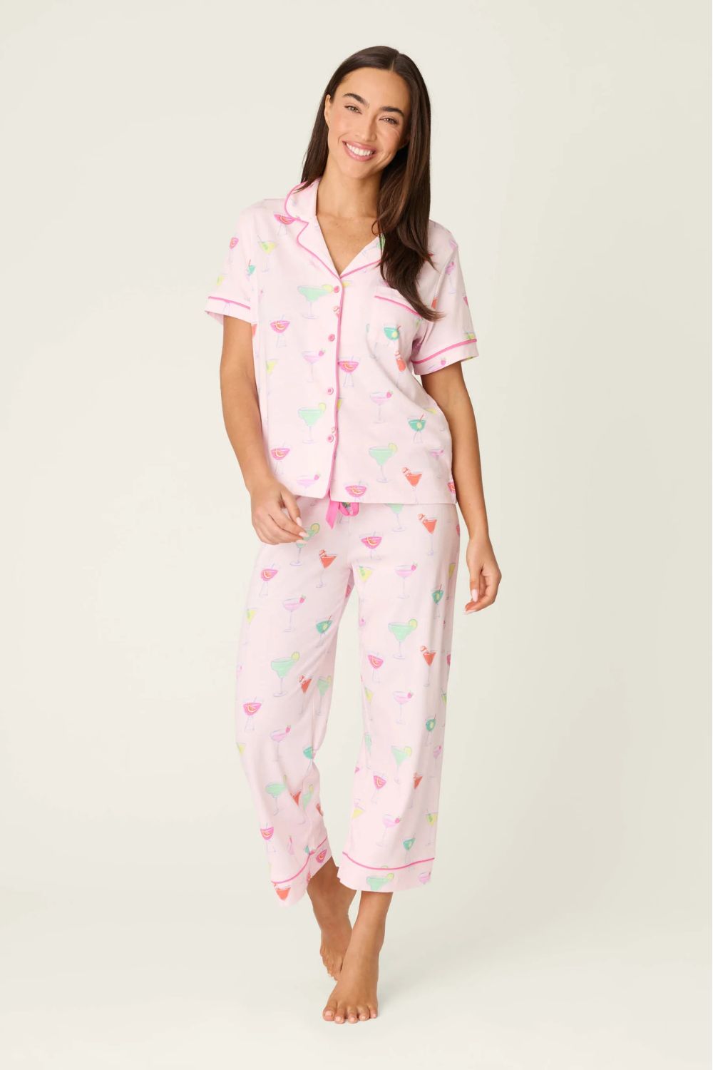 Pink Cocktails Short Sleeve and Pants PJ Set