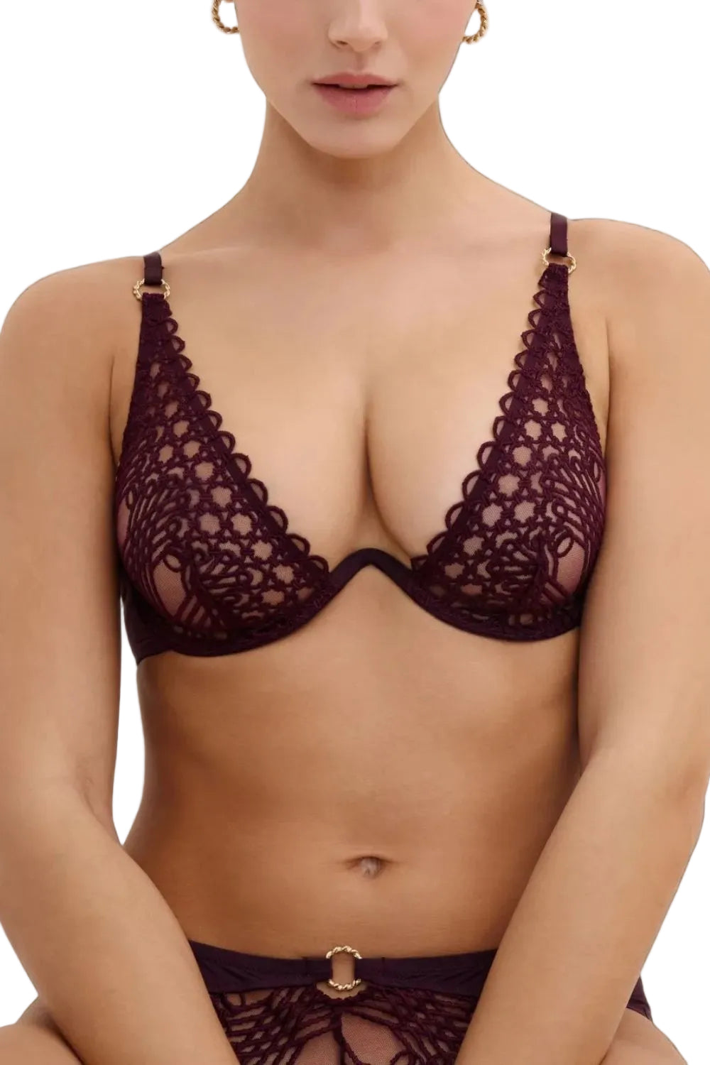 Eloge Du Desir Single Wire Triangle Bra in Deep Berry