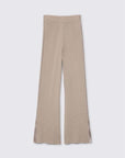 Bani Flared Knit Pants with Silk Stripes in Taupe