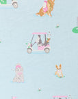 Dogs Playing Golf Short Sleeve and Pants PJ Set in Light Blue