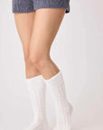 Cable Crew Socks in Ivory