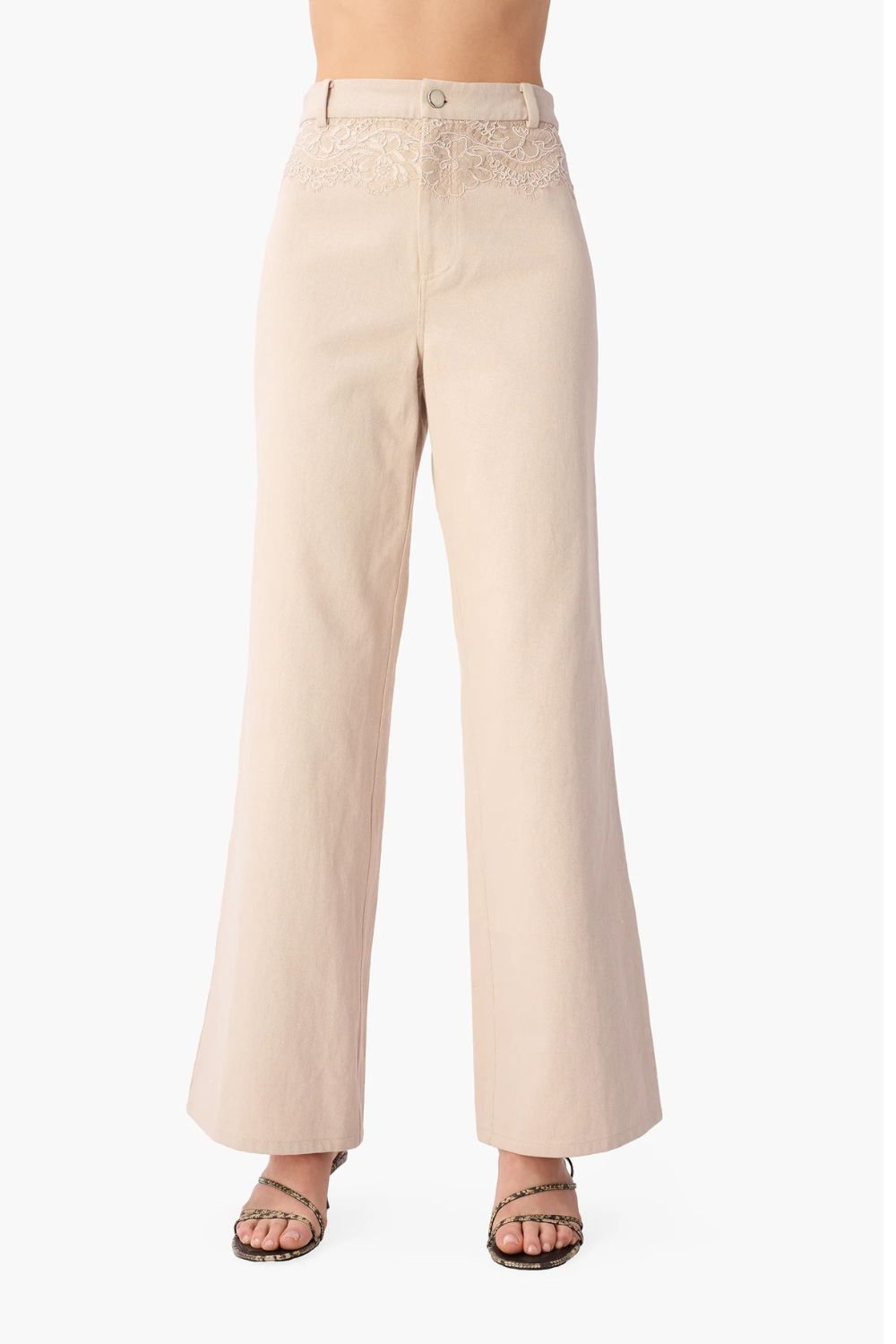 Natali Bull Denim Pant in Oat
