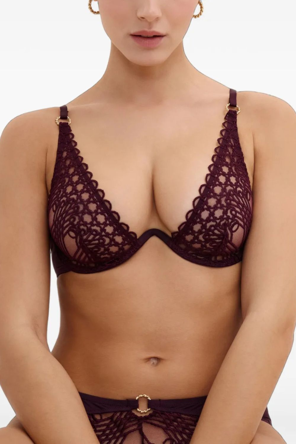 Eloge Du Desir Single Wire Triangle Bra in Deep Berry