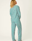 Pink and Green Flannel Stripe Long PJ Set