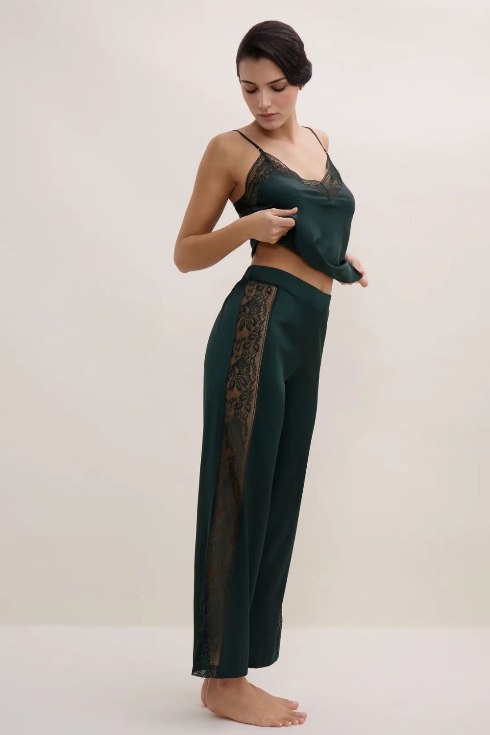 Midnight Whisper Cami and Pants Set in Mysterious Green