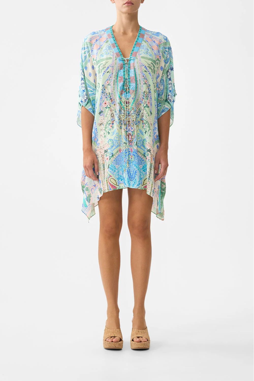 Short Lace Up Kaftan in MidSummer Mosaics