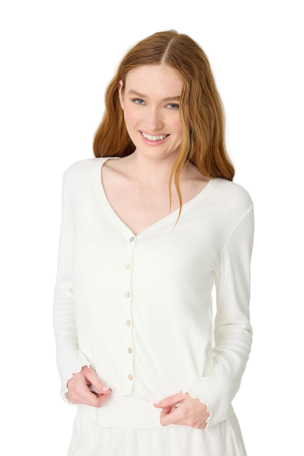Pointelle Long PJ Set in Ivory