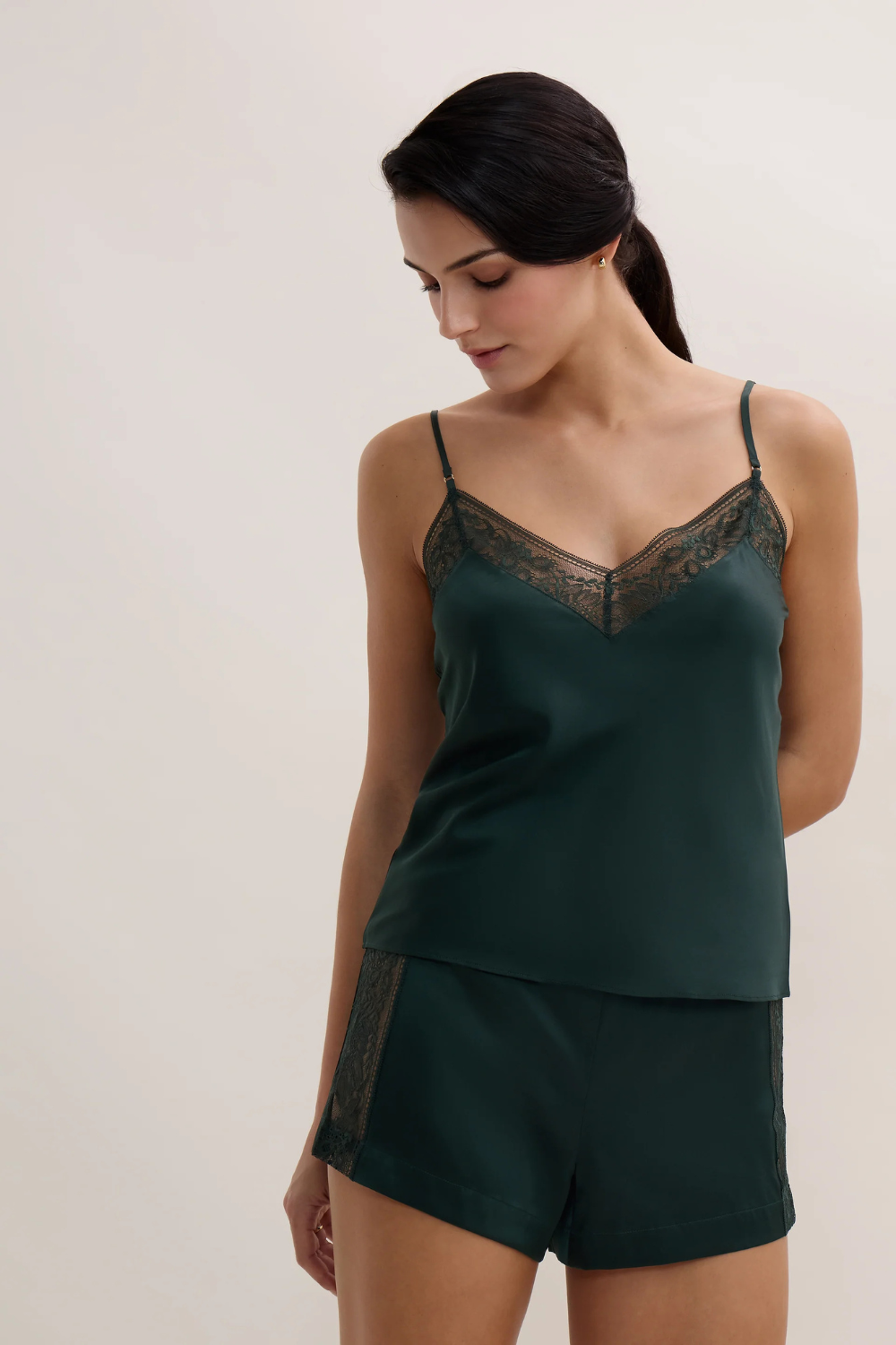 Midnight Whisper Cami and Shorts Set in Mysterious Green